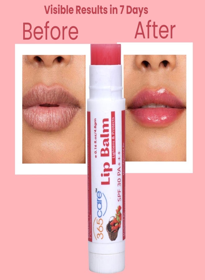 365 كير مرطب شفاه 365Care بنكهة الفراولة لتفتيح الشفاه الداكنة مع عامل حماية من الشمس SPF 30 PA+++ | حماية من الشمس وترطيب | مرطب شفاه غني بحمض الكوجيك وفيتامين E وزبدة الشيا | للرجال والنساء | 4.8 غرام - Image 2