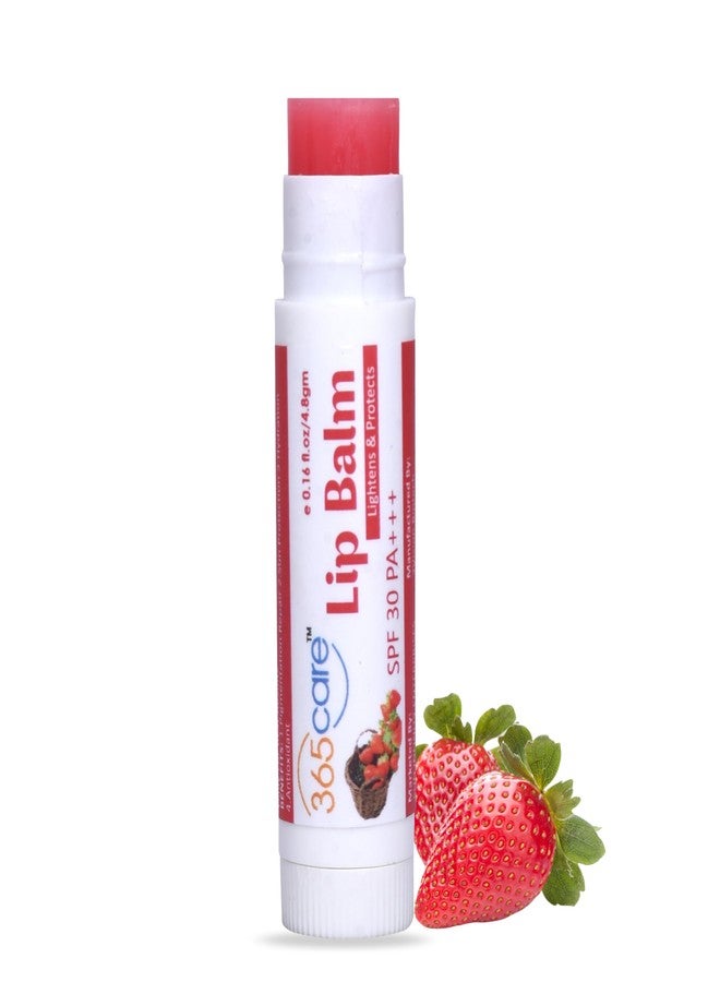 365 كير مرطب شفاه 365Care بنكهة الفراولة لتفتيح الشفاه الداكنة مع عامل حماية من الشمس SPF 30 PA+++ | حماية من الشمس وترطيب | مرطب شفاه غني بحمض الكوجيك وفيتامين E وزبدة الشيا | للرجال والنساء | 4.8 غرام - Image 1