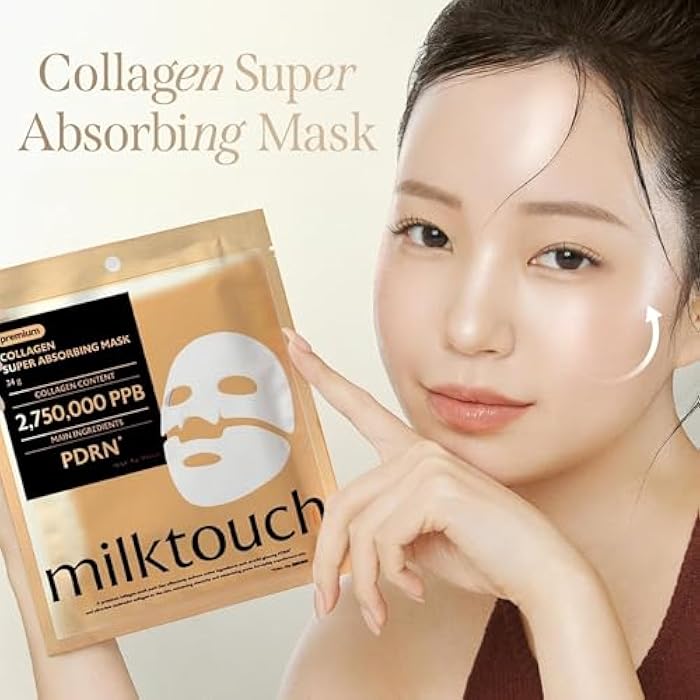 MILKTOUCH Real Collagen Overnight Mask with PDRN (4 pcs), Korean Hydrogel sheet mask with PDRN, Real Collagen 2,160,000PPB for Elasticity, Hydrating, Firming, Anti‑Aging, Glass‑Skin - Image 2