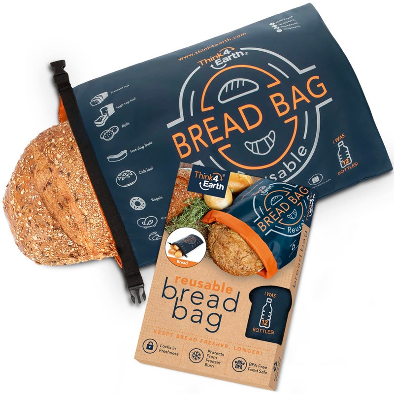 Think4Earth Think4Earth  Bread Bag  Reusable Freezer Bag for Homemade Bread Maker Gift Giving  Container for Sourdough Loafs Storage Large Bags with Double Lining 