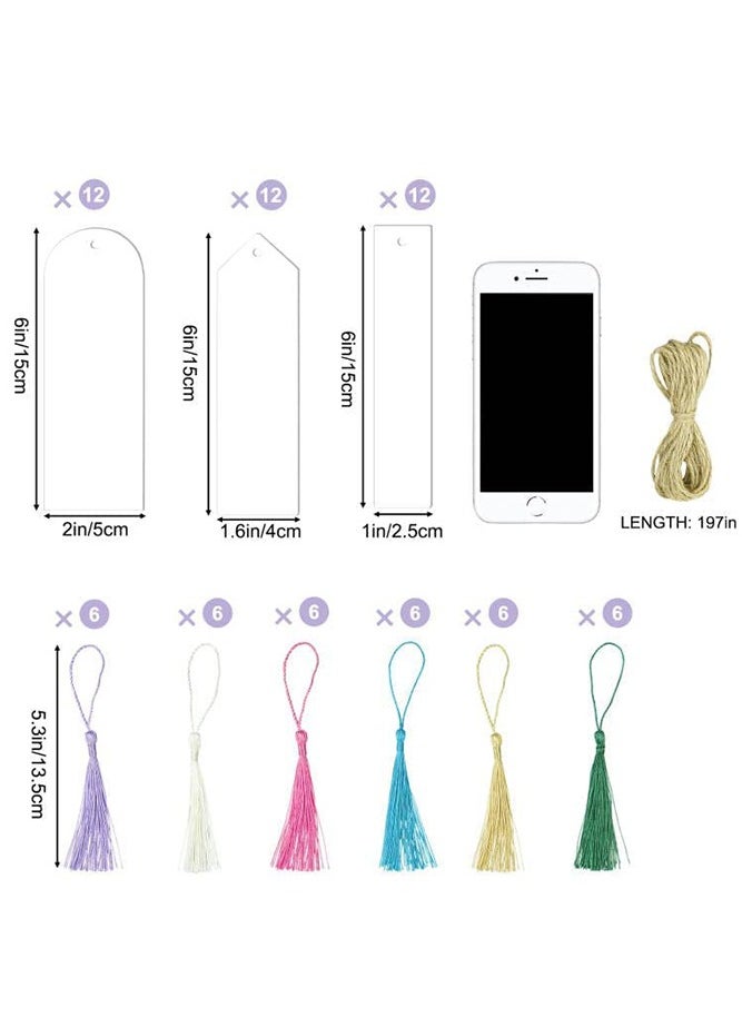 NIIMBOT 73-Piece Acrylic Bookmarks Blanks with 3 Shapes and Colorful Tassels Sublimation DIY Book Markers for Women Teacher Kids Book Lovers  - Image 2