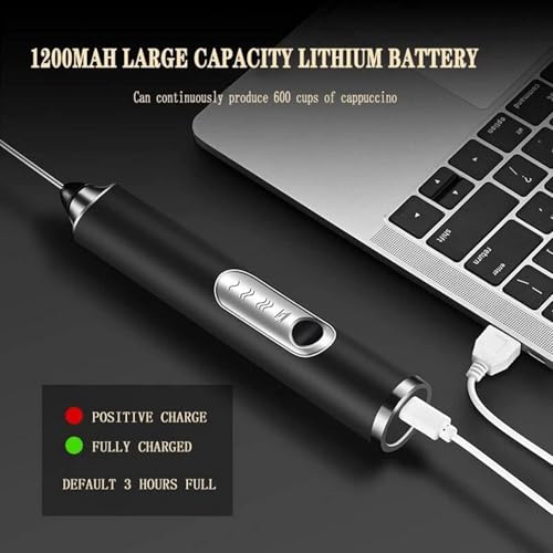 Primesky® Milk Frother Coffee frother Electric USB Rechargeable3-Speed Electric Frother for Coffee with Whisk and Frother Mixer,Stand-up Design for Cream Whisk Milk frother Stainless Steel - Image 5