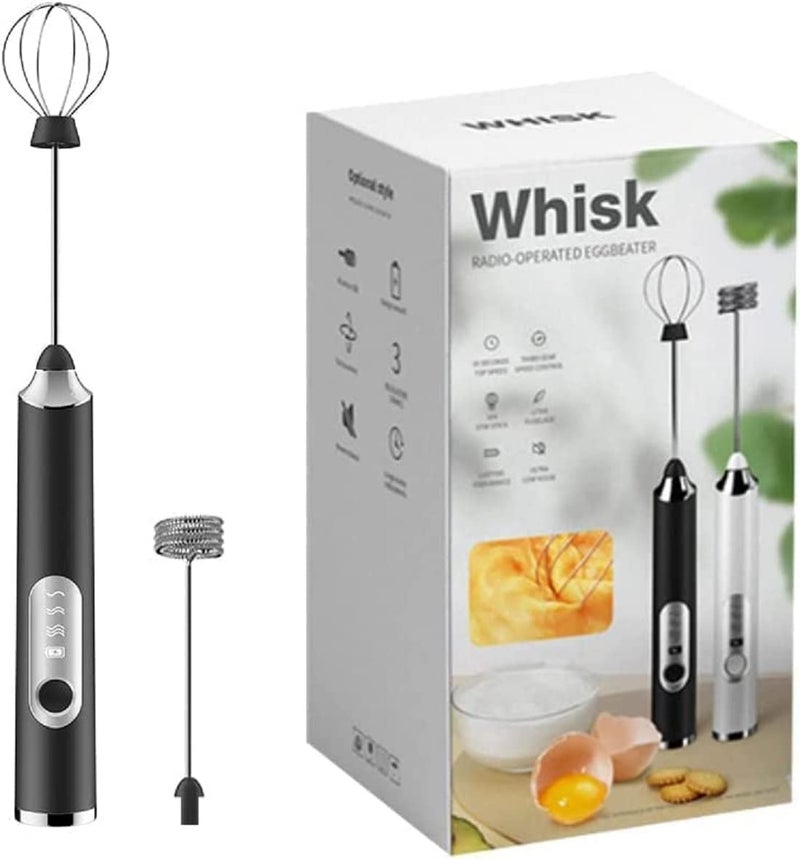 Primesky® Milk Frother Coffee frother Electric USB Rechargeable3-Speed Electric Frother for Coffee with Whisk and Frother Mixer,Stand-up Design for Cream Whisk Milk frother Stainless Steel - Image 1