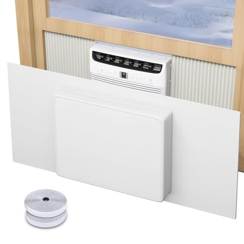 Forestchill Surround Insulation Cover for Window AC Unit Up to 20W x 135H Indoor Air Conditioner Cover Seal All Gaps Block Draft Around AC Units Side Panels Fit Windows Up to 41 Wide White - Image 1