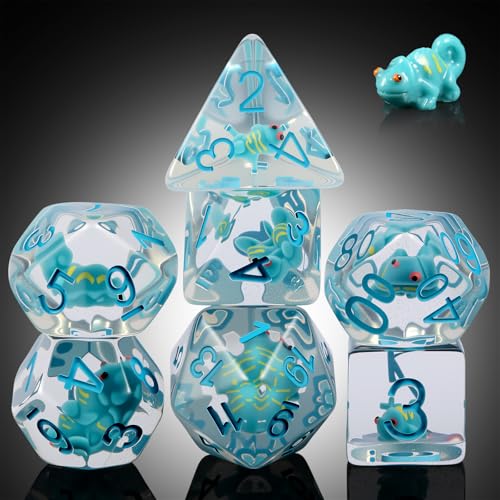 DNDND Chameleon DD Dice Set DNDND 7PCS Resin Dice Set with Velvet Bag for Dungeons and Dragons Role Playing Games and Tabletop GamesChameleon - Image 1