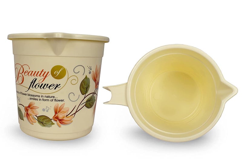 Hevea Plastic Bathroom Bucket 20 Liters & Mug1L with New Flower Printed Set of 2 (Brown) - Image 4
