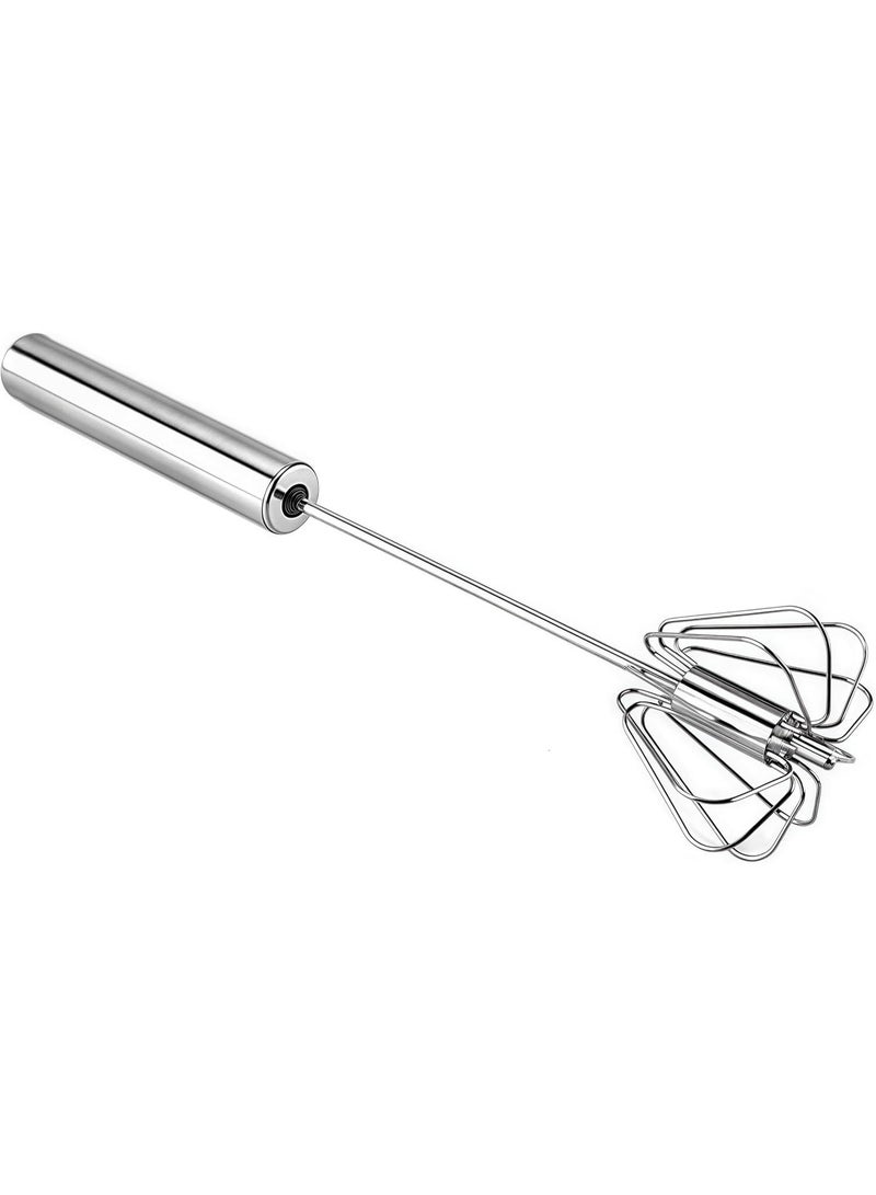 Stainless Steel Egg Whisk (30Cm), Hand Push Rotary Whisk Blender, Versatile Milk Frother, Hand Push Mixer Stirrer for Blending, Whisking, Beating & Stirring - Image 1