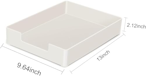 RHONZHAO Desk Letter Tray, 2 PCS A4 Size Plastic Stackable File Document Organizer, Office Desktop File Paper Holder, Anti-Skid Stacking Support for Office Supplies (2X Off-White) - Image 3