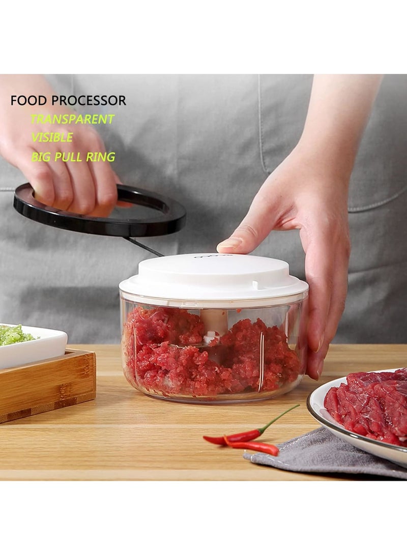 SOLARAE Manual Food Chopper Vegetable Chopper, 550ML Chopper Hand String Vegetable Chopper Onions Cutter for Veggies, Meat, Ginger, Peppers, Fruits, Nuts, Herbs, etc - Image 4