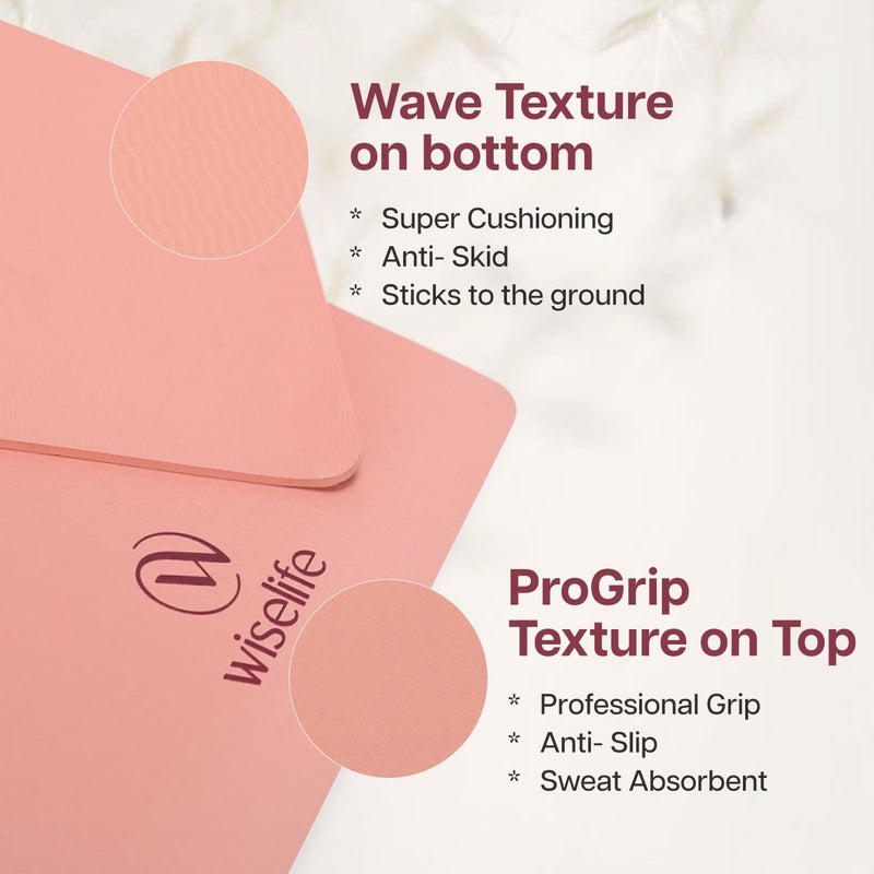 WISELIFE tpe Printed 6MM Yoga Mat + Yoga Strap For Men, Women, Kids|Anti-Slip Extra thick, long & Wide Exercise Sports Mat For Workout, Fitness, Yoga, Gym, Home & Pilates (Botanical) - Image 3