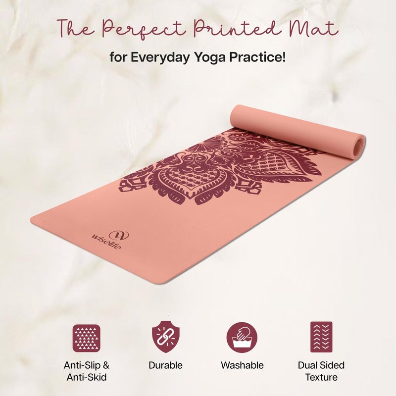 WISELIFE tpe Printed 6MM Yoga Mat + Yoga Strap For Men, Women, Kids|Anti-Slip Extra thick, long & Wide Exercise Sports Mat For Workout, Fitness, Yoga, Gym, Home & Pilates (Botanical) - Image 5