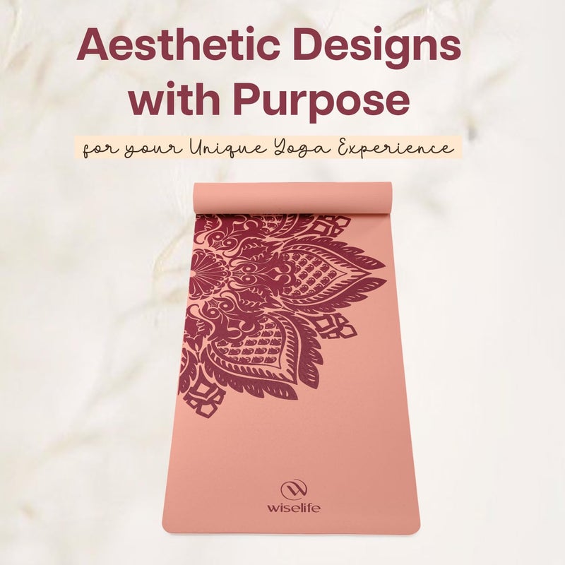 WISELIFE tpe Printed 6MM Yoga Mat + Yoga Strap For Men, Women, Kids|Anti-Slip Extra thick, long & Wide Exercise Sports Mat For Workout, Fitness, Yoga, Gym, Home & Pilates (Botanical) - Image 2