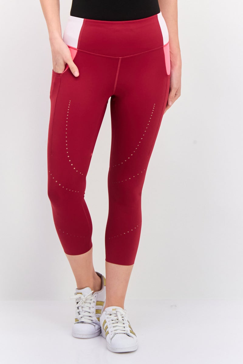 Brooks سراويل رياضية نسائية ضيقة 3/4 للجري، مزيج مارون - Image 1