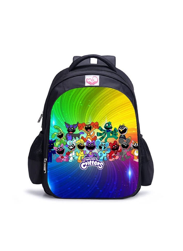 Generic - Smiling critters horror smiling animal print primary and secondary school students backpack children's schoolbag,A-26-Small---Smiling Animal - Image 1