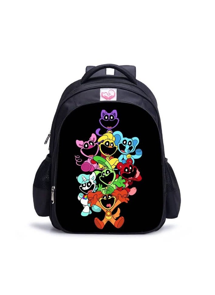 Generic - Smiling critters horror smiling animal print primary and secondary school students backpack children's schoolbag,A-26-Small---Smiling Animal - Image 1