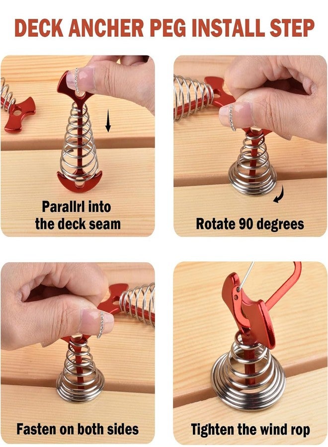 JINGIHE 5 PCS Fishbone Deck Anchor Pegs, Red Deck Furniture Anchors, Deck peg with Spring Buckle, 2.9 Inch x 1.4 Inch Adjustable Anchor Deck pegs, Tent Decks Anchors for Camping Hiking Supplies - Image 4