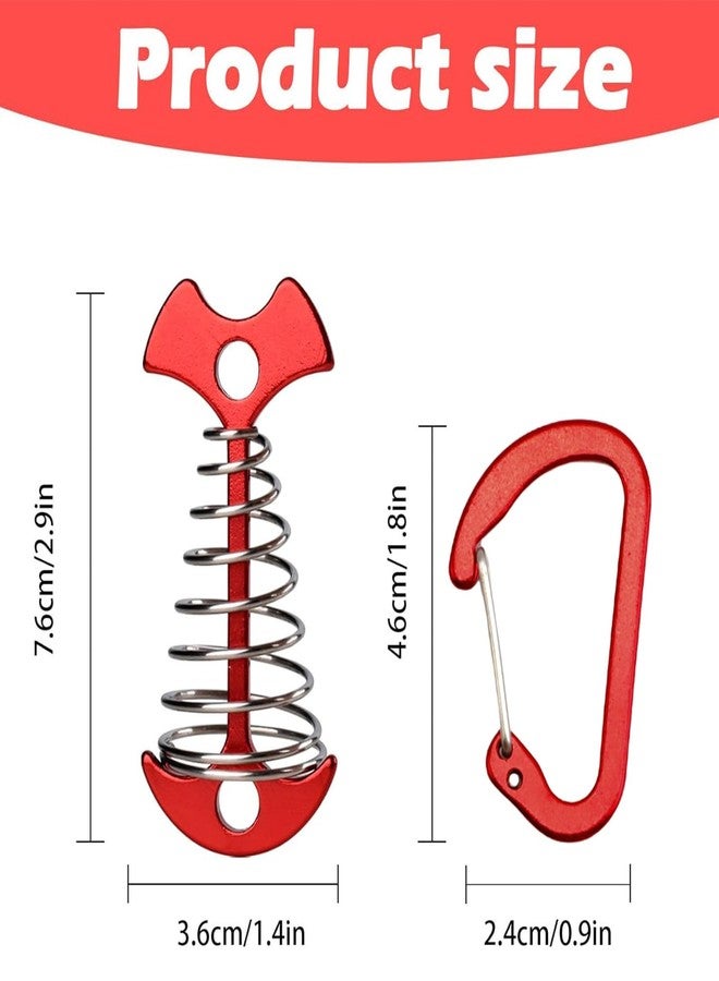 JINGIHE 5 PCS Fishbone Deck Anchor Pegs, Red Deck Furniture Anchors, Deck peg with Spring Buckle, 2.9 Inch x 1.4 Inch Adjustable Anchor Deck pegs, Tent Decks Anchors for Camping Hiking Supplies - Image 3