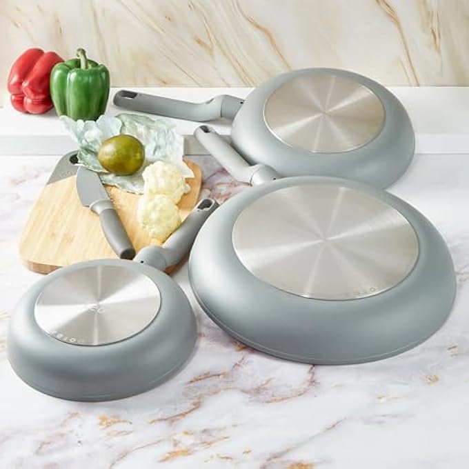 بيرجوف مقلاة سيراميك غير لاصقة من Balance، مقلاة 95، ألومنيوم معاد تدويره، طلاء غير سام، مقبض StayCool، مقلاة حثية 100، طهي صحي مستدام، Moonmist - Image 5