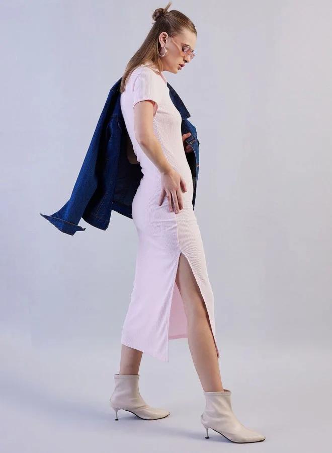 Freehand  Women Regular Fit Solid Shirt Collar Short Sleeve Long Polo Collar Dress for Women | Best Price UAE