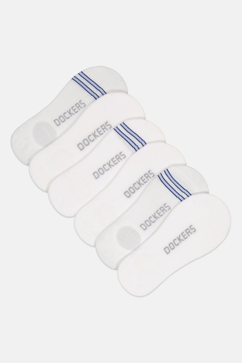 DOCKERS Men 6 Pairs Brand Logo Silicone Heel Grip Socks, White  - Image 1