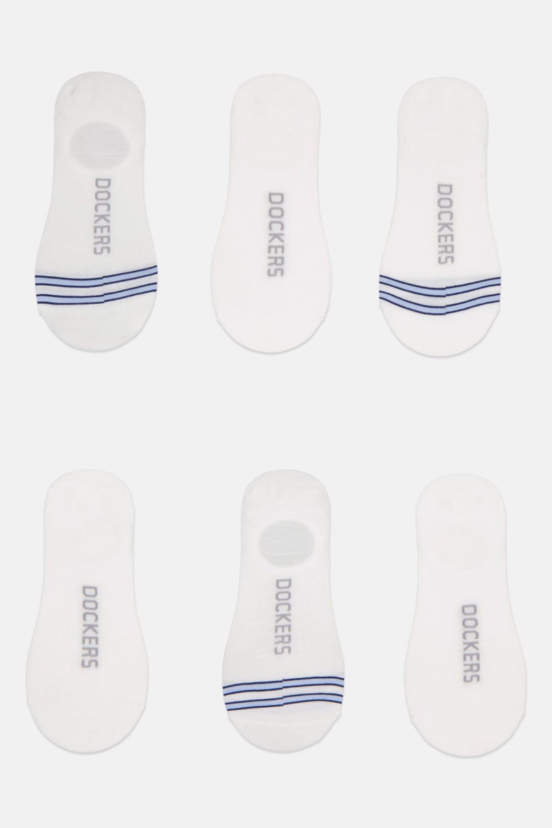 DOCKERS Men 6 Pairs Brand Logo Silicone Heel Grip Socks, White  - Image 2