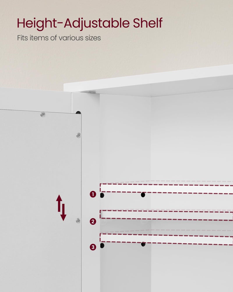 VASAGLE Bathroom Cabinet with Mirror, Wall Cabinet with 2 Mirrored Doors, Adjustable Shelf, Open Compartment, Wall-Mounted, 5.1 x 22.2 x 23 Inches, White ULHC002 - Image 3