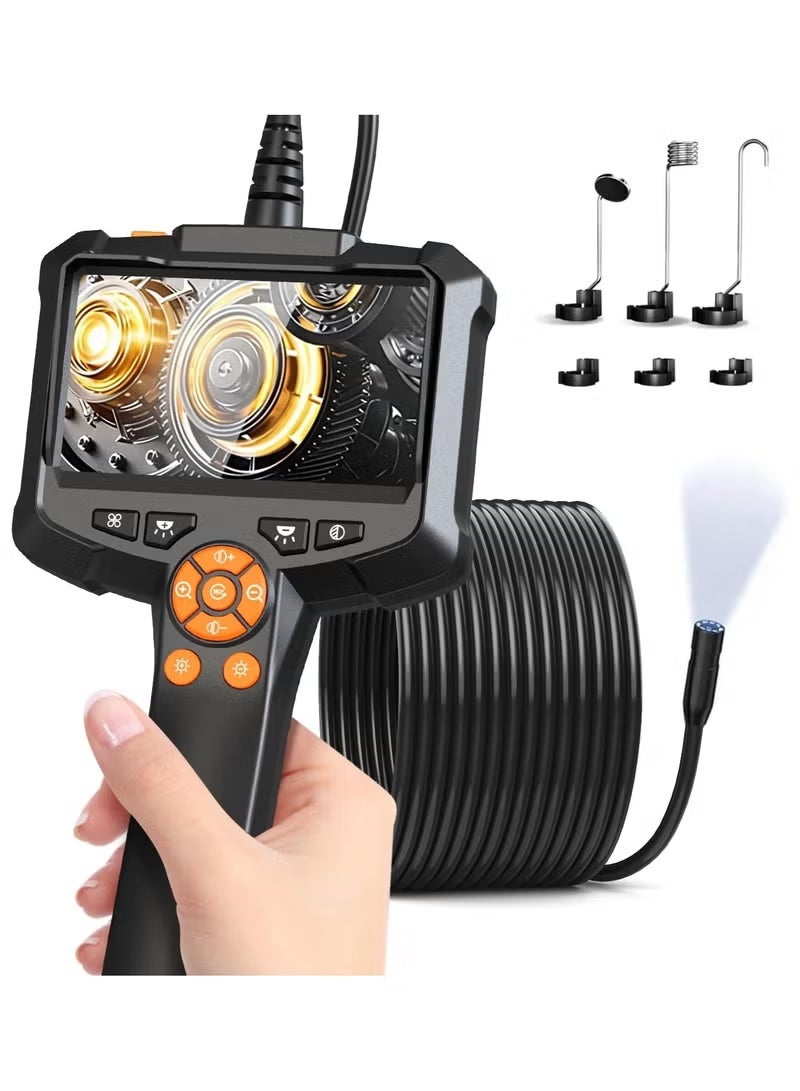 ZONBON Industrial Endoscope Camera with Light, 1080P HD Borescope Tools with 8 Adjustable LED Lights, 4.3" Endoscope with 16.4ft Semi-Rigid Snake Camera, IP67 Waterproof Inspection Borescope, Mechanic Tool - Image 1