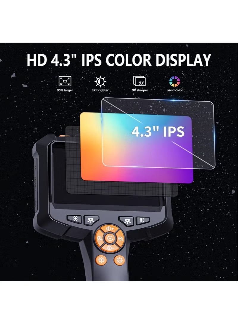 ZONBON Industrial Endoscope Camera with Light, 1080P HD Borescope Tools with 8 Adjustable LED Lights, 4.3" Endoscope with 16.4ft Semi-Rigid Snake Camera, IP67 Waterproof Inspection Borescope, Mechanic Tool - Image 2