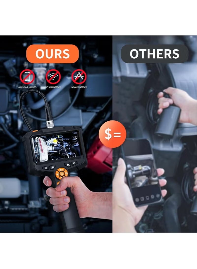 ZONBON Industrial Endoscope Camera with Light, 1080P HD Borescope Tools with 8 Adjustable LED Lights, 4.3" Endoscope with 16.4ft Semi-Rigid Snake Camera, IP67 Waterproof Inspection Borescope, Mechanic Tool - Image 4