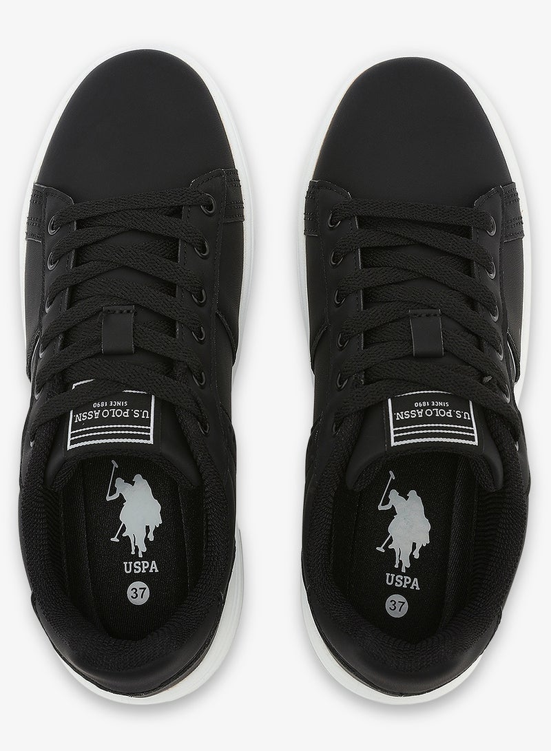 يو اس بولو اسن أحذية رياضية نسائية سوداء قصيرة بتصميم عصري خفيف لراحة طوال اليوم - Image 5