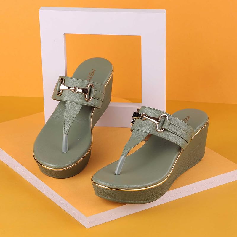 Metro Women Green Fashion Wegde Sandal UK/7 EU/40 (34-138) - Image 2