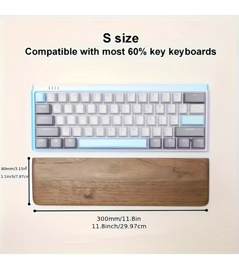 Ergonomic Wood Wrist Rest Cushion Sets 300mm80mm Non Slip Keyboards Mice Laptop Desktop - Image 3