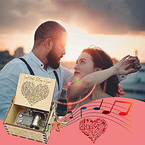 byykit Can't Help Falling in Love Wood Music Box, Antique Engraved Musical Boxes Case for Love One Wooden Music Box - Gifts for Lover, Boyfriend, Girlfriend, Husband, Wife (WOOD) - Image 2