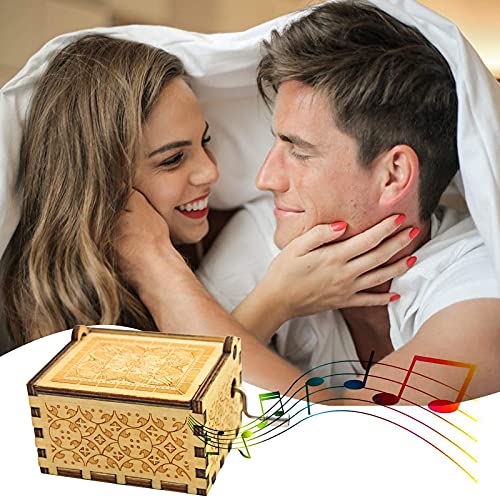 byykit Can't Help Falling in Love Wood Music Box, Antique Engraved Musical Boxes Case for Love One Wooden Music Box - Gifts for Lover, Boyfriend, Girlfriend, Husband, Wife (WOOD) - Image 3