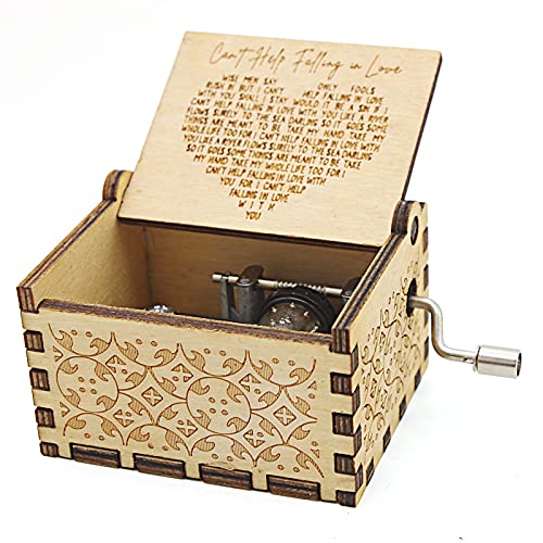 byykit Can't Help Falling in Love Wood Music Box, Antique Engraved Musical Boxes Case for Love One Wooden Music Box - Gifts for Lover, Boyfriend, Girlfriend, Husband, Wife (WOOD) - Image 1
