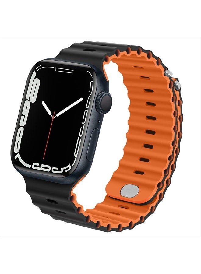 Anlinser Bands Compatible with Apple Watch Band 49mm 45mm 44mm 42mm 41mm 40mm 38mm, Adjustable Loop Designed for Apple Watch Ultra 2/Ultra SE Series 9 8 7 6 5 3(41mm/40mm/38mm, Black/Orange) - Image 1