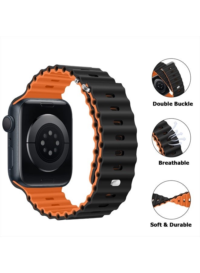 Anlinser Bands Compatible with Apple Watch Band 49mm 45mm 44mm 42mm 41mm 40mm 38mm, Adjustable Loop Designed for Apple Watch Ultra 2/Ultra SE Series 9 8 7 6 5 3(41mm/40mm/38mm, Black/Orange) - Image 4