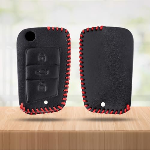 KEYCEPT Classic Leather Keycover Compatible for Skoda and Volkswagen -Kushaq| Octavia| Kodiaq| Kylaq| Karoq| Superb| Slavia| Passat| Taigun| Tiguan| Virtus| T ROC 3B flip Key with Keychain (Type 2). - Image 5