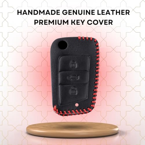 KEYCEPT Classic Leather Keycover Compatible for Skoda and Volkswagen -Kushaq| Octavia| Kodiaq| Kylaq| Karoq| Superb| Slavia| Passat| Taigun| Tiguan| Virtus| T ROC 3B flip Key with Keychain (Type 2). - Image 2
