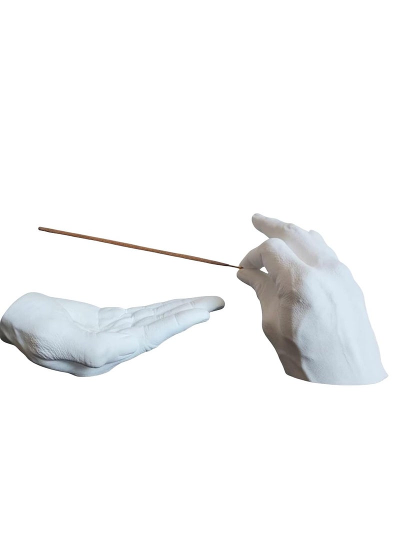 Generic - Hand Incense Holder - Incense Burner Ash Catcher, Handcrafted Incense Stick Holder with Ash Catcher, Artisan Incense Burner for Meditation & Yoga (White) - Image 1