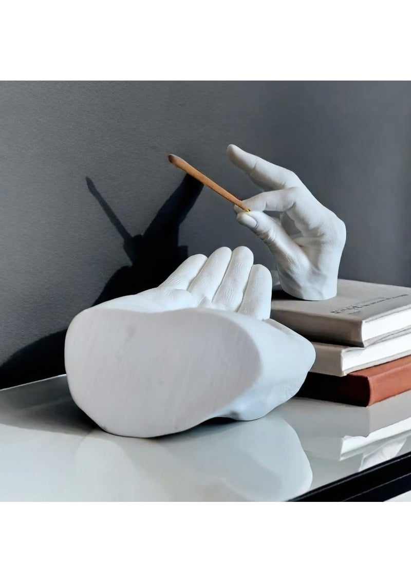 Generic - Hand Incense Holder - Incense Burner Ash Catcher, Handcrafted Incense Stick Holder with Ash Catcher, Artisan Incense Burner for Meditation & Yoga (White) - Image 1