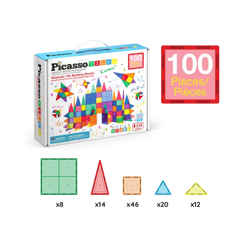 PicassoTiles Classic Magnetic Building Blocks Set (100 Pieces) - Image 1