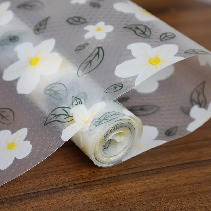 ElastPro (45 cm X 5 m) Printed Shelf Liners for Kitchen Shelves, Drawer Mat, Shelf Liner, Fridge Mats, Kitchen Cabinet Drawer Mat Liner Sheets (White Flower and Black Leaf Printed) - Image 5