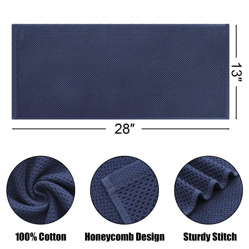 Kitinjoy 100% Cotton Waffle Weave Kitchen Towels  4-Pack Super Soft and Absorbent Kitchen Dish Towels for Drying Dishes  Kitchen Hand Towels  13 in x 28 in  Navy Blue - Image 2