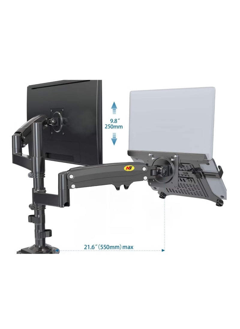 NB - NB H180Full Motion Monitor Stand + NB FP Dual Laptop Mount 17"-27" - Image 1