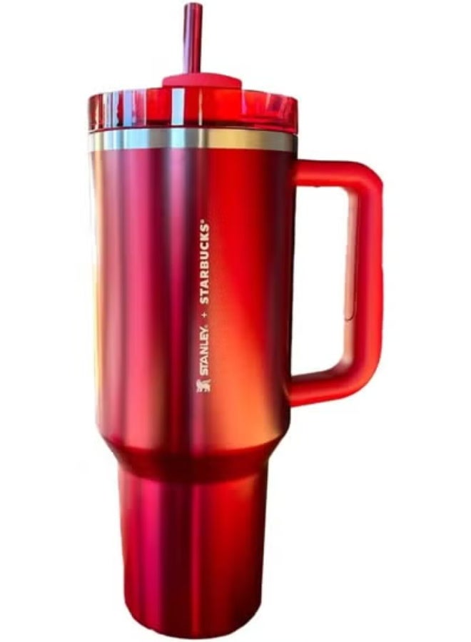 Stanley Quencher H2.0 Flowstate 40oz Thermos Tumbler – Red Bright Special Edition, Double-Wall Vacuum Insulated Stainless Steel Bottle, Leak-Proof Lid, Reusable, Keeps Beverages Hot or Cold for Hours, Durable & Travel-Friendly Drinkware for Daily Use - Image 1