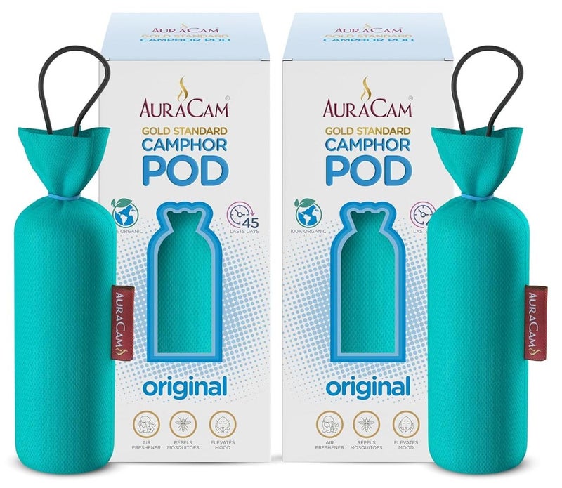 AuraCam أورا كام مخروط الكافور القياسي الذهبي (أصلي) - مجموعة من 2 - معطر هواء للغرفة، السيارة، الحمام، المكتب والمرحاض | مخروط يدوم طويلاً للمنزل - Image 1