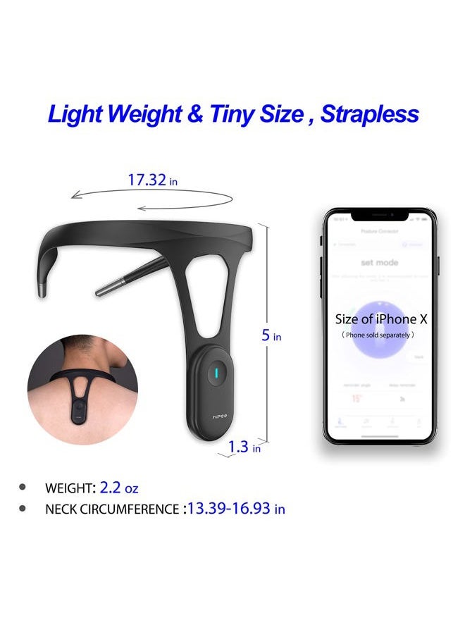P1 Smart Posture Trainer & Corrector, Control with App, Check Posture in Real Time, Strapless, Boost Health & Temperament (Black)