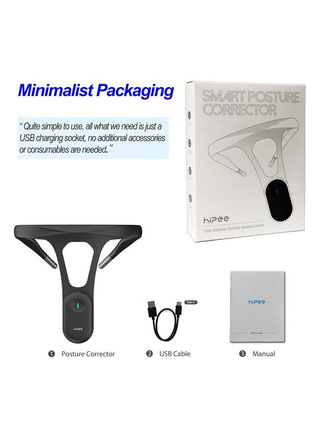 P1 Smart Posture Trainer & Corrector, Control with App, Check Posture in Real Time, Strapless, Boost Health & Temperament (Black)