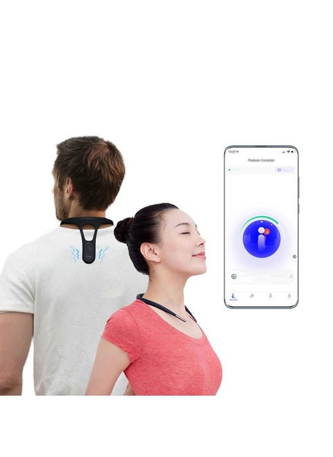 P1 Smart Posture Trainer & Corrector, Control with App, Check Posture in Real Time, Strapless, Boost Health & Temperament (Black)